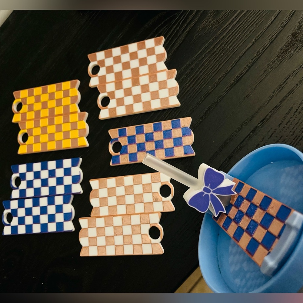 Checkered Stanley Cup Toppers